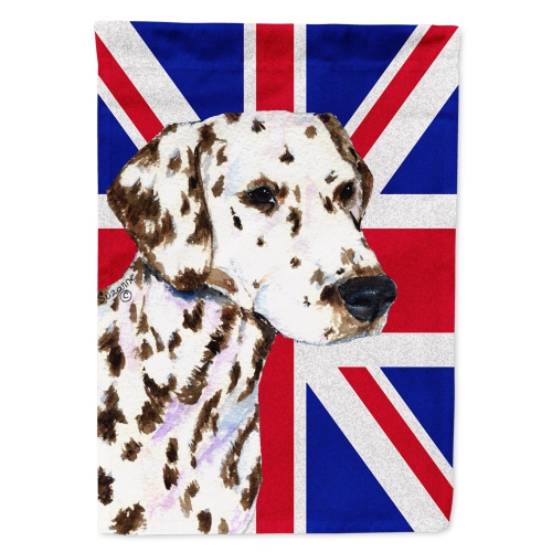 Caroline's Treasures SS4911CHF Dalmatian with English Union Jack British Flag Flag Canvas House Size , Large, multicolor