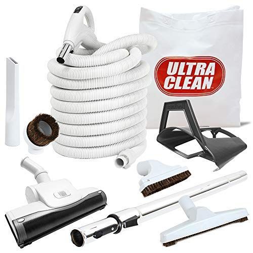 Ultra Clean Central Vacuum Air-Driven Low-Pile Carpet/Rug Turbo Brush – 24 V Hose with on/Off Switch Handle- Telescopic Wand and Deluxe Cleaning Tool