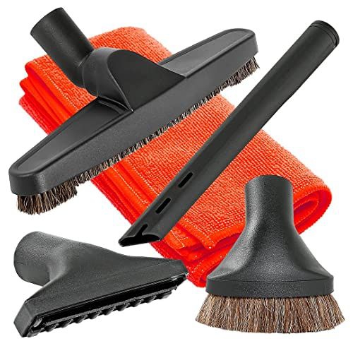 Ultra Clean Central Vacuum Deluxe 4-Piece Cleaning Tool Set with Hardwood Floor Brush, Dusting Brush, Crevice Tool, Upholstery Tool - Designed to fit