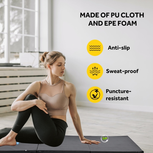 2" Thick Tri-Fold Exercise Gym Mat with Carrying Handles ,Lightweight and Portable Tumbling Mats Home Gym Protective Flooring Pad