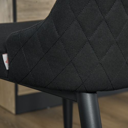 HOMCOM Modern Dining Chair Set of 2, Fabric Upholstered Side Chairs, Accent Chairs for Kitchen, Living Room with Metal Legs, Black