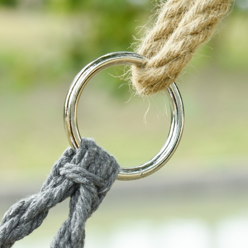 Chaise hamac de patio Outsunny, 2 places, chaise berçante en corde suspendue avec cadre et coussin en métal, grand siège en macrame pour 396&nbsp;lb