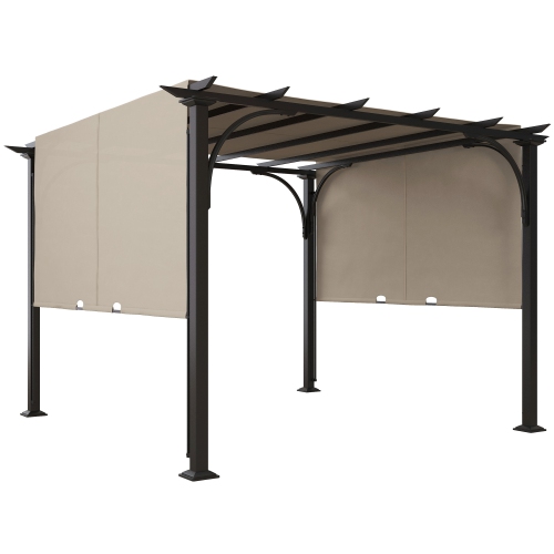 OUTSUNNY  10' X 10' Outdoor Pergola Patio Gazebo Canopy Sun Shelter With Steel Frame In Beige