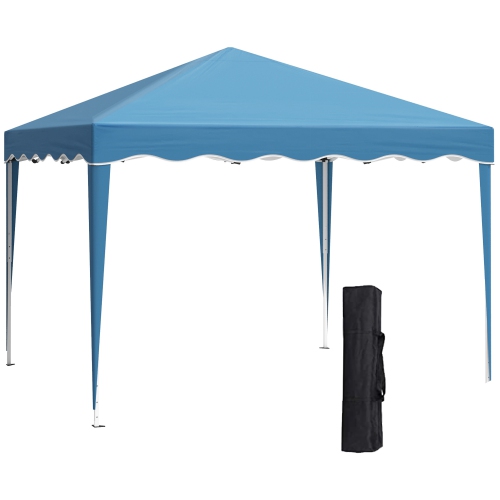Tente déployable de 10 x 10 pi de Outsunny, abri instantané avec sac de transport, hauteur réglable, tente de fête extérieure jardin, bleu