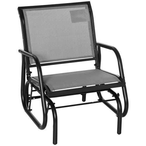 Image 1 de 9.. Outsunny Fauteuil à bascule chaise balançoire glissant d'extérieur avec siège et dossier en textilène respirant, structure en métal, bras oscillants