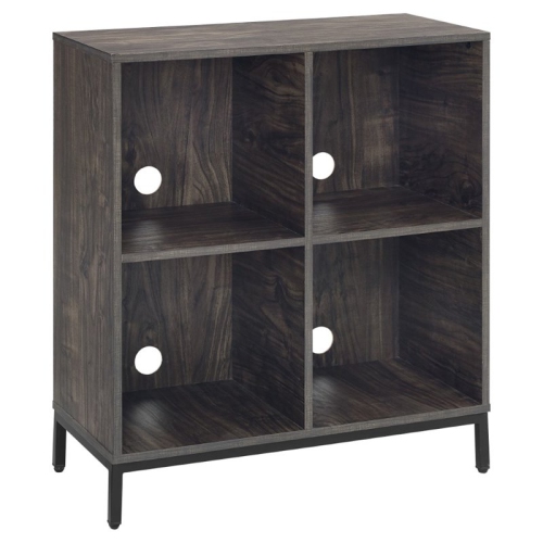 Crosley Jacobsen Industrial Record Storage Cube Bookcase in Brown Ash