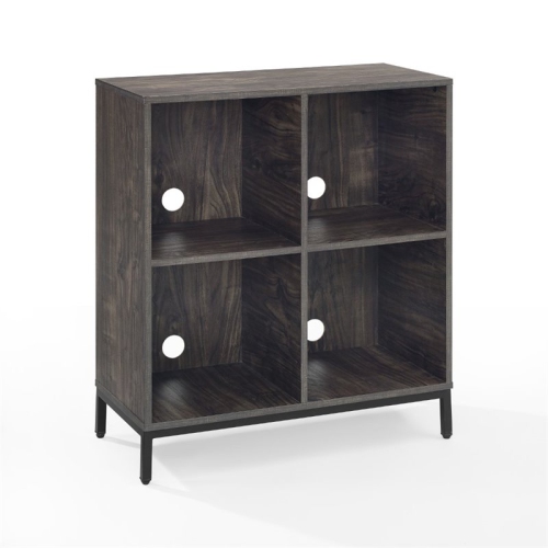 Crosley Jacobsen Industrial Record Storage Cube Bookcase in Brown Ash