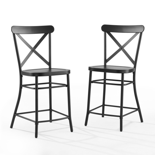 CROSLEY Camille 2Pc Metal Counter Stool Set - Matte Black