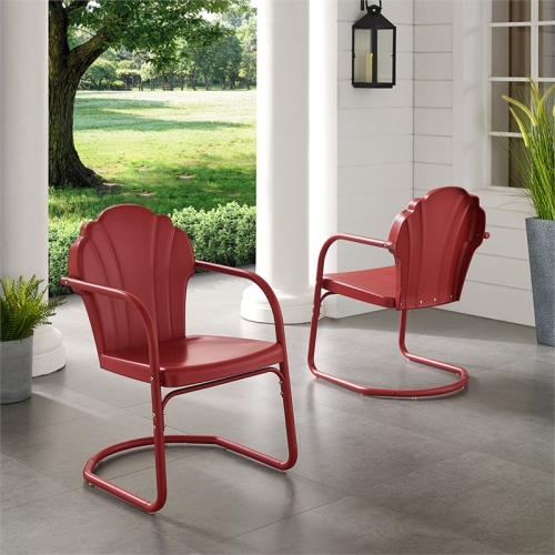 Crosley Tulip Metal Patio Chair in Red