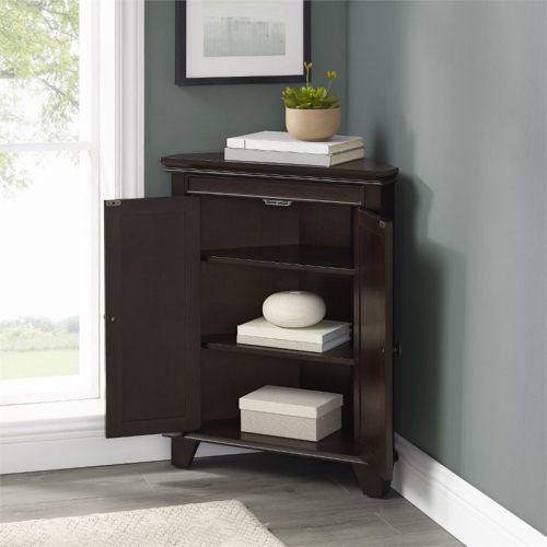 Crosley Lydia 2 Door Corner Storage Cabinet in Espresso