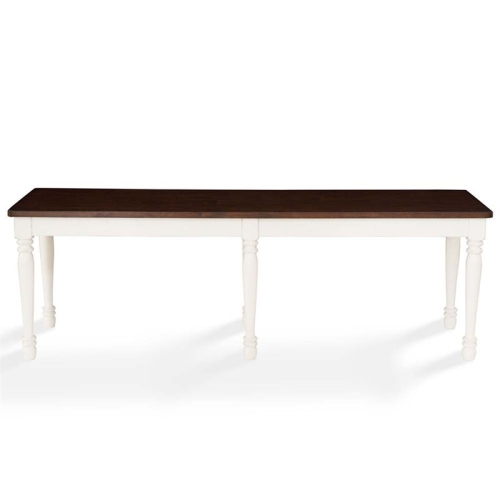 Banc de salle à manger à pieds tournés Crosley Shelby, blanc et antique frotté