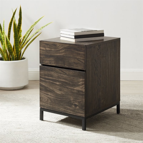 Crosley Furniture Jacobsen Modern Wood File Cabinet in Brown/Black