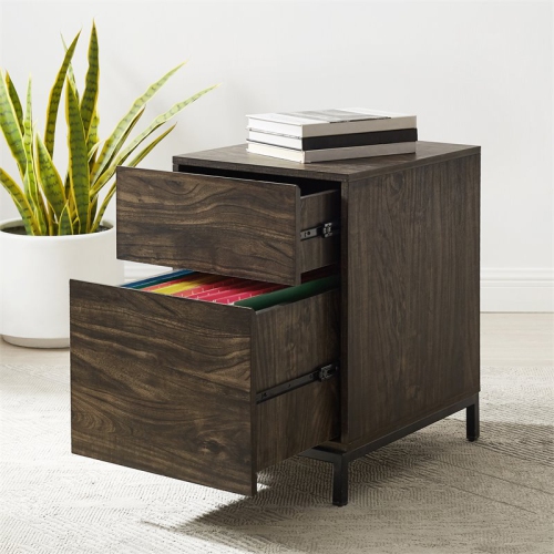 Crosley Furniture Jacobsen Modern Wood File Cabinet in Brown/Black
