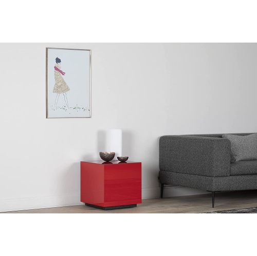 SONOROUS STB-45 All Glass Cube Side Table / Night Stand - Scarlet Red