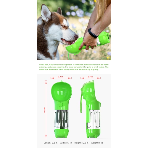 TopSave Multifunctional Pet Water Drinking Bottle Drink Cup Dish Bowl Dispenser for Outdoor Activities, 3in1 500ml-Yellow