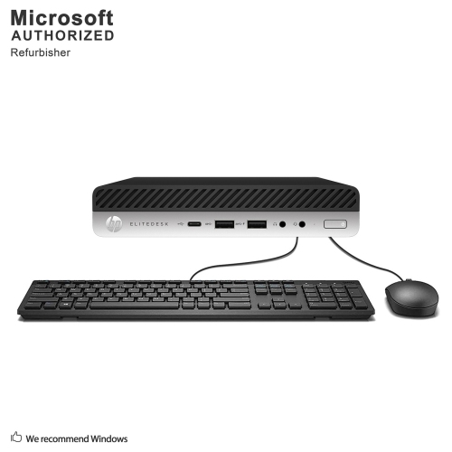 HP  Refurbished (Good) - Elitedesk 800 G4 Desktop Mini PC, Intel Core I5-8600T 2.3Ghz, 8G Ddr4, 1 Tb HDD, Dp, Type-C, 4K Support, Keyboard & Mouse