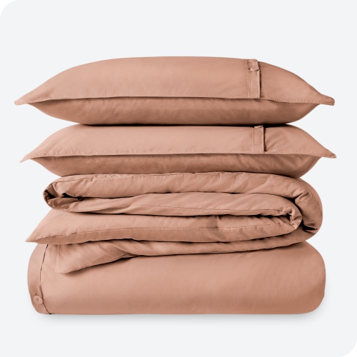 BARE HOME  100% Organic Cotton Duvet Cover Set - Crisp Percale Weave - Lightweight & Breathable - Dusty Rose, King/california King