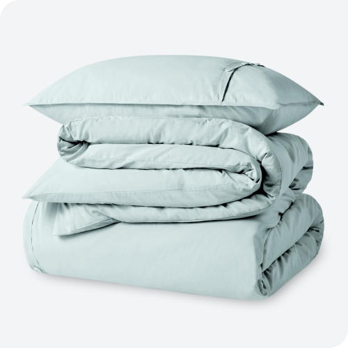 BARE HOME  100% Organic Cotton Duvet Cover Set - Crisp Percale Weave - Lightweight & Breathable - Winter Blue, Twin/twin Xl