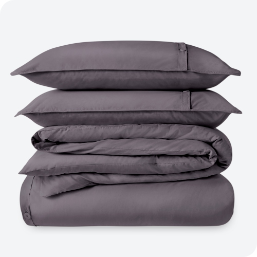 BARE HOME  100% Organic Cotton Duvet Cover Set - Crisp Percale Weave - Lightweight & Breathable - Dusty Purple, King/california King
