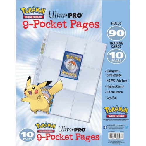 Pages de cartable à 9 pochettes Pokémon d'Ultra Pro pour cartes à collectionner : Paquet de 10