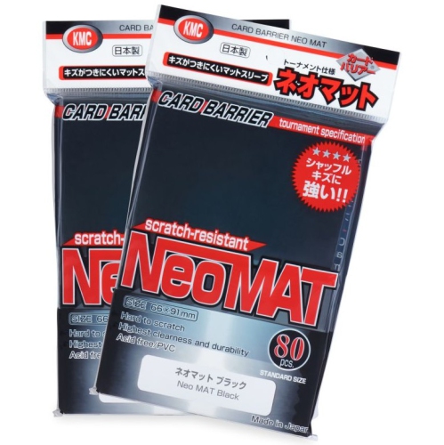 KMC Standard Size Card Sleeves Neo Matte: "Black" 80 Sleeves Per Pack