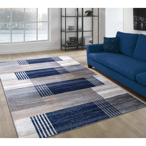 A2Z Paris 1948 Bleu Marine Rayé Délavé Moderne Géométrique Coureur Doux Cuisine Tapis Tapis Tapis