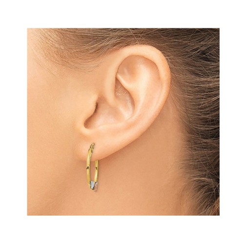 14K Yellow and Rose Pink Gold Flower Hoop Earrings