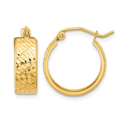 GEM AND HARMONY  14K Gold Diamond-Cut Hoop Earrings In Yellow