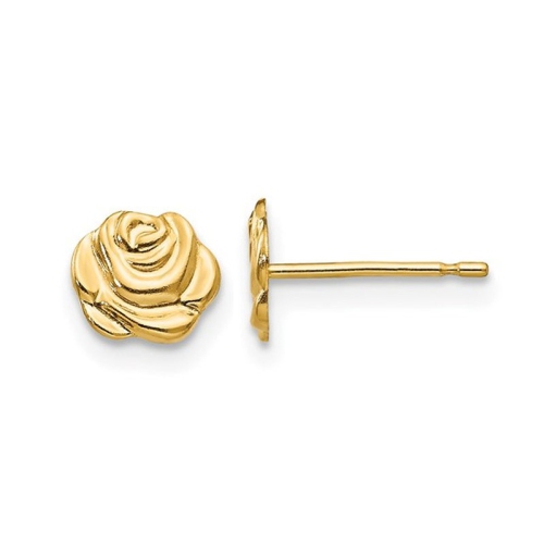 Boucles d'oreilles en rose de fleur en or jaune 14K