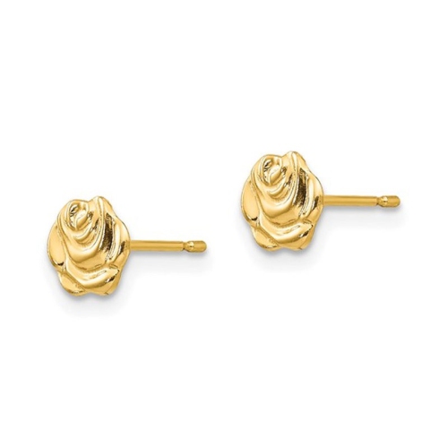 Boucles d'oreilles en rose de fleur en or jaune 14K