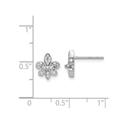 1/6 Carat Diamond Fleur de Lis Post Earrings in 14K White Gold