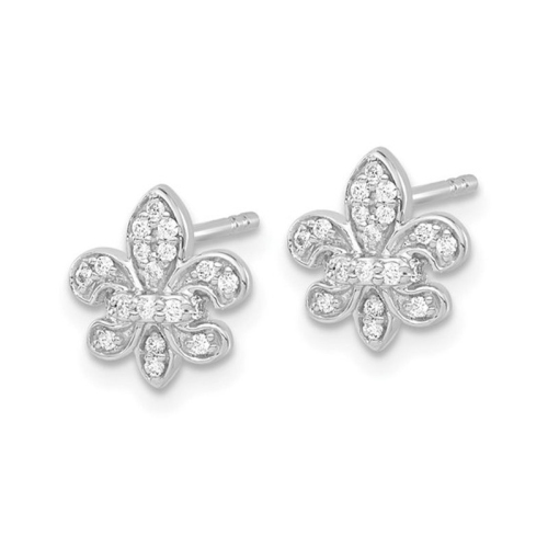 1/6 Carat Diamond Fleur de Lis Post Earrings in 14K White Gold