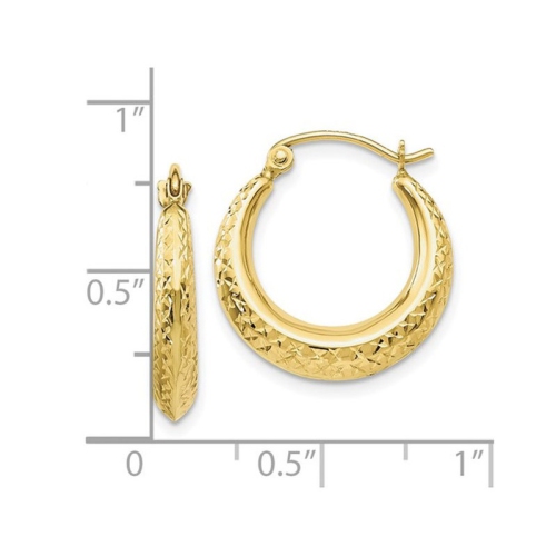 10K Yellow Gold Fancy Textured Hoop Earrings