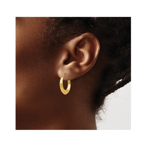 10K Yellow Gold Fancy Textured Hoop Earrings