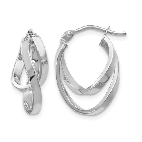 GEM AND HARMONY  14K Gold Fancy Hinged Hoop Earrings In White