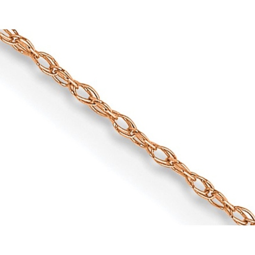 GEM AND HARMONY  14K Rose Gold Carded Cable Rope .7MM Chain 18 Inches In Pink