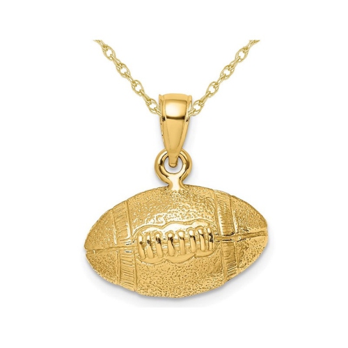 Classic Football Charm Pendant Necklace in 14K Yellow Gold