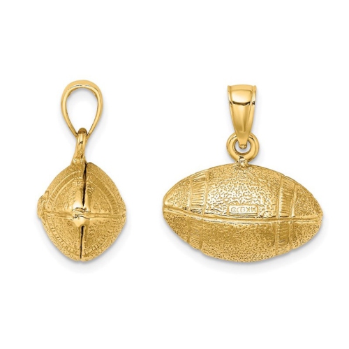 Classic Football Charm Pendant Necklace in 14K Yellow Gold