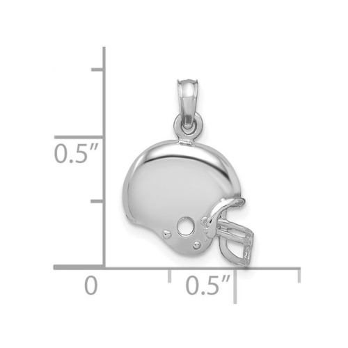 14K White Gold Football Helmet Charm Pendant Necklace with Chain