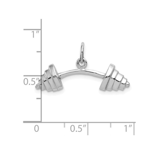 10K White Gold Barbell Charm Pendant Necklace with Chain