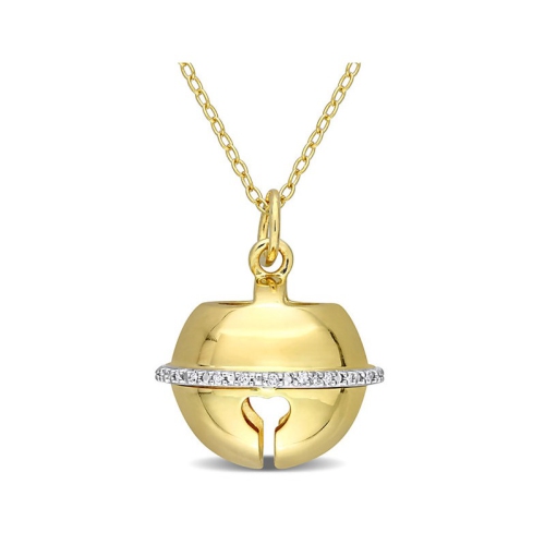 Lock Charm Pendant Necklace in Yellow Plated Sterling Silver with Chain