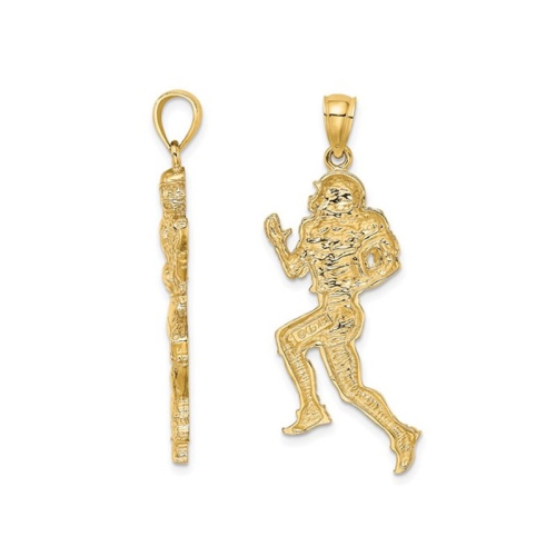 14K Yellow Gold Football Player Charm Pendant Necklace with Chain