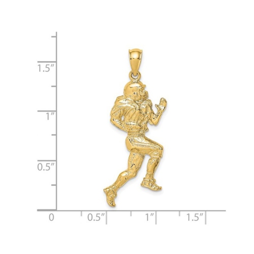 14K Yellow Gold Football Player Charm Pendant Necklace with Chain