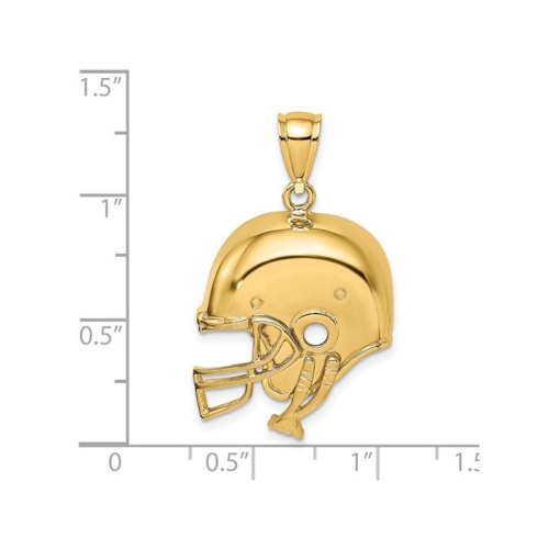 14K Yelllow Gold Football Helmet Charm Pendant Necklace with Chain