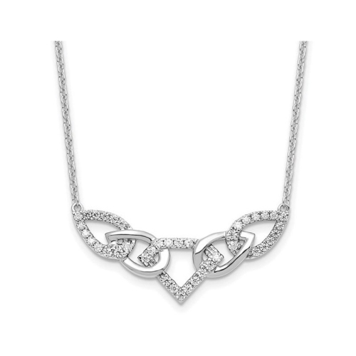 GEM AND HARMONY  14K Gold Teardrop Necklace With Lab-Grown Diamonds 1/2 Carat (Ctw) In White
