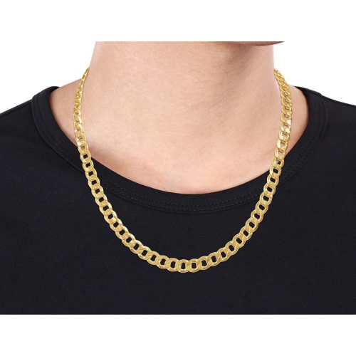 Mens 20 Inch Curb Link Chain Necklace in 10k Yellow Gold