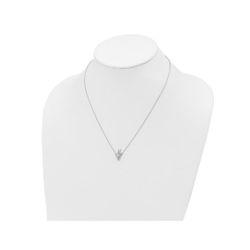 Peace Sign Hand Pendant Necklace in Sterling Silver with Chain