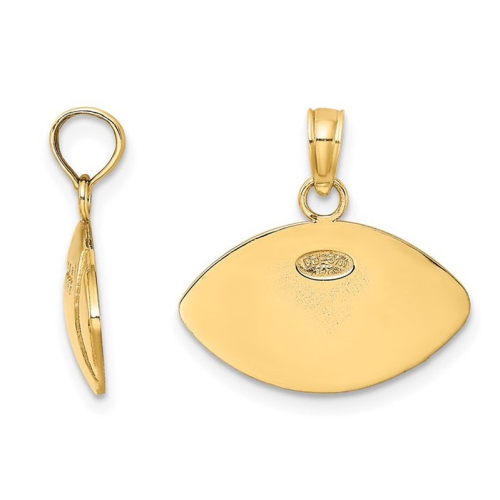 14K Yellow Gold Classic Football Charm Pendant Necklace with Chain