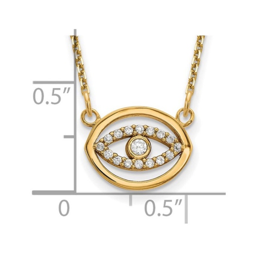 1/12 Carat Diamond Eye Circle Charm Pendant Necklace in 14K Yellow Gold with Chain