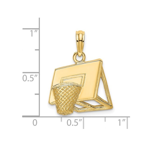 14K Yellow Gold Basketball Hoop Charm Pendant Necklace with Chain